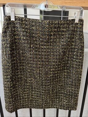 Chaus Black Tweed Pencil Skirt with Yellow Accent